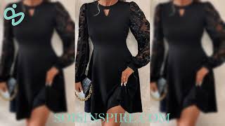 Cutout Lace Long Sleeve Mini Dress