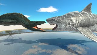 Mosasaurus Vs Megalodon Sea Monster Battle - Animal Revolt Battle Simulator