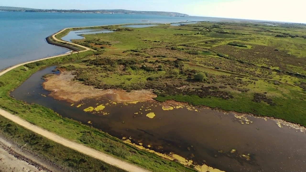 Disco flight above Lymington harbour, Keyhaven, Hyrstpoint