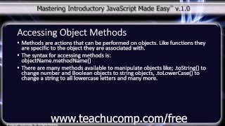 JavaScript Training Tutorial Accessing Object Methods Content