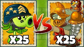 25 Plants With 5 Plant Food VS Gladiator Gargantuar Zombie PVZ 2 Who Will Win?