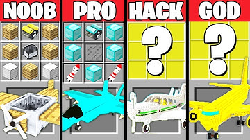 Minecraft Battle: SUPER AIRPLANE CRAFTING CHALLENGE - NOOB vs PRO vs HACKER vs GOD ~ Animation