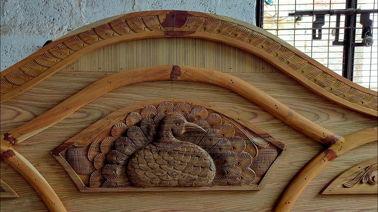 Wood carving double cot 6/6 head board// wood carving bed design model