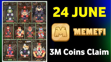 Level 1-11 / 24 June MemeFi Secret Reward Combo | MemeFi 3M Coins Code 100% Working