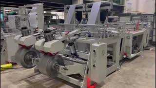 double lines star bottom roll bag machine auto roll change with label sticking