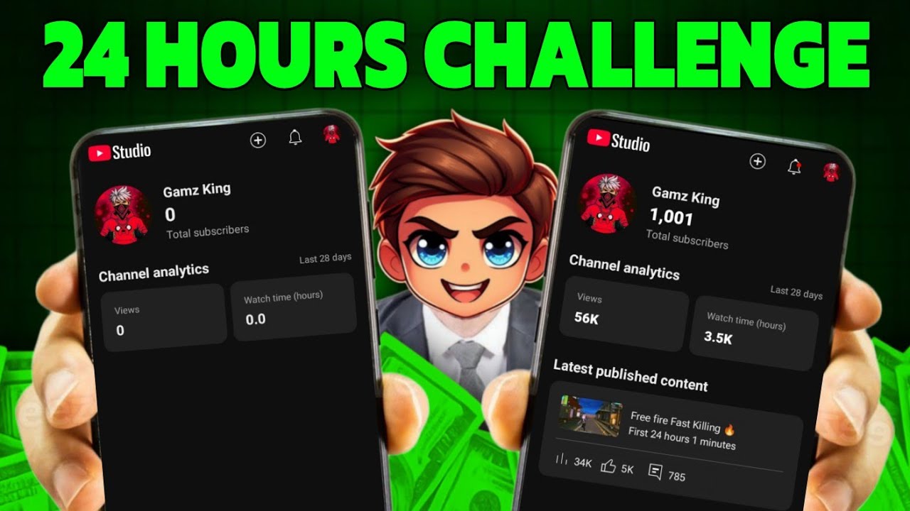 24 Hours Challenge ( Shoking Result ) How To Grow Gaming Channel From 0 Subscribers