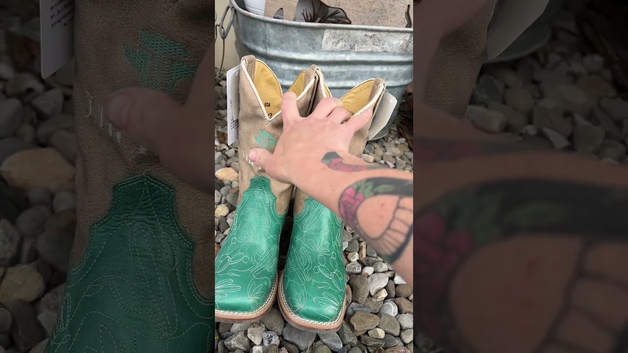 Tin Haul Big Girl's Cactatillow Teal Square Toe Boots