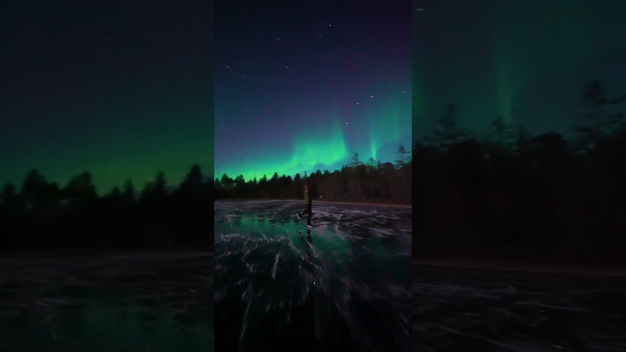 the best Ice skating experience on the bond with the northern lights 😍🔥 