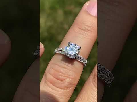 Cushion Hidden Halo Moissanite Engagement Ring ring video