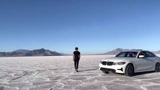 Swinging the new BMW 330i at Bonneville Speedway with friends