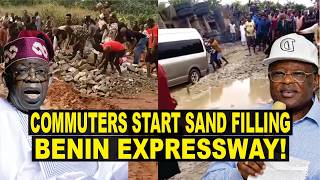 No Help From Tinubu & Umahi, Nigerians Resort To Self Help After Being Stuck Along Benin Expressway