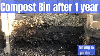 Compost Bin 1 Year Update and moving compost to raised bed gardens