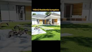 Three bedroom residential bungalow with open planning and backyard orientation #design #plans