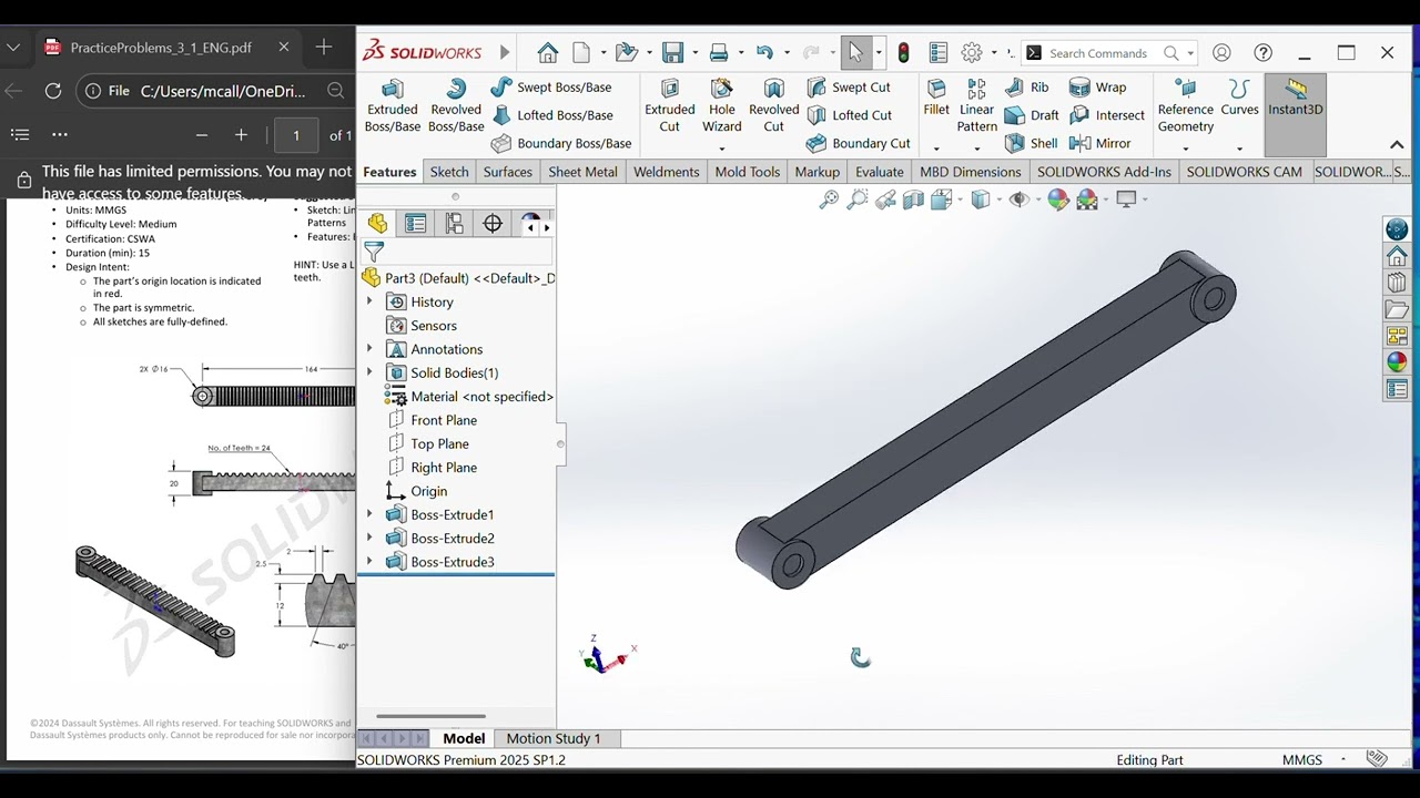 Solid work  practice problems  3.1 CSWA