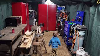 Boat Chalet Garage Storage Before New Garage Floor