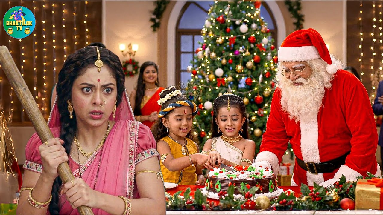 मैया से छिपकर कान्हा ने राधा संग मनाई क्रिसमस पार्टी देखकर मैया हुई गुस्सा || Yashomati Maiya