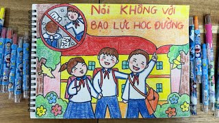 Cách vẽ tranh tuyên truyền phòng chống bạo lực học đường / vẽ tranh phòng chống bạo lực học đường screenshot 2