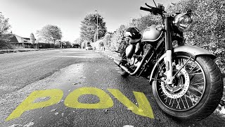 Royal Enfield Classic 350 | A rainy ride in English countryside | Raw Exhaust | POV | 4K | ASMR