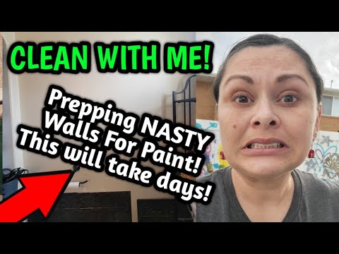 CLEAN WITH ME! Prepping These NASTY Bathroom Walls For Paint! Living ...