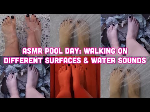 ASMR Pool Day: Walking on Different Surfaces & Water Sounds