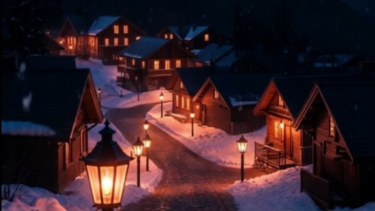 8 Hours of Cozy Winter Village Ambience ❄️ | Snowfall, Wind & Warm Cottage Lights
