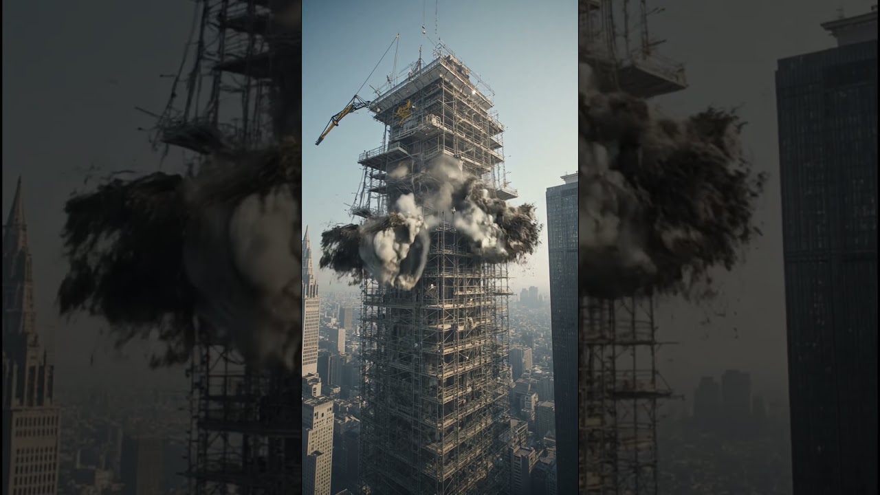 Unfinished Building Collapse | AI Demolition Simulation