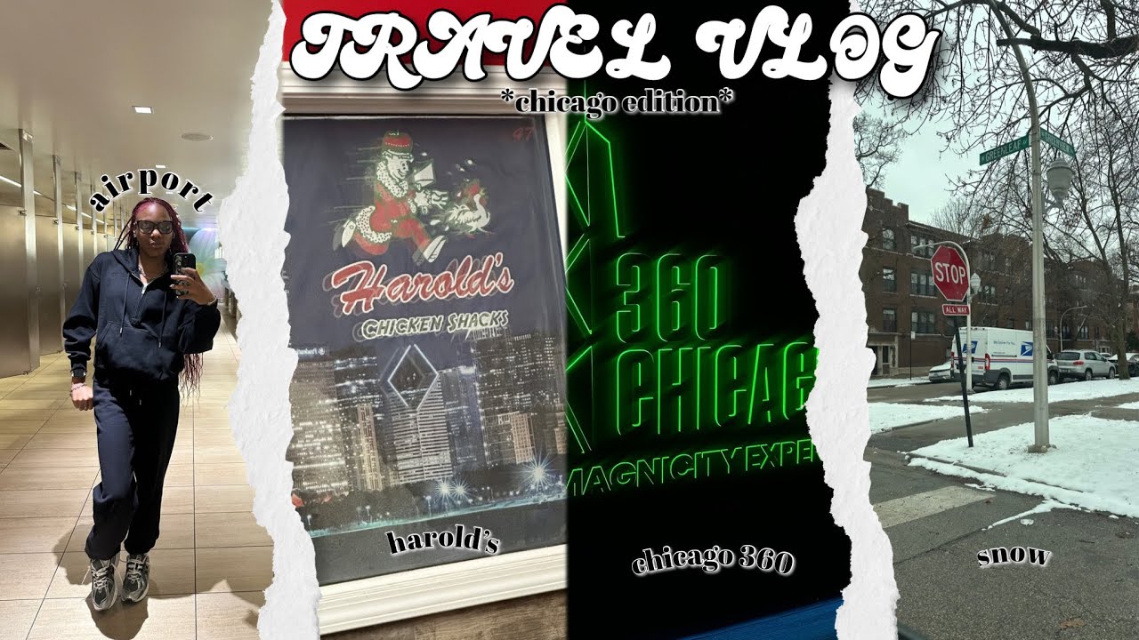 TRAVEL VLOG| come w me to Chicago| airport, millennium park, Harold’s, Chicago 360, snow, etc