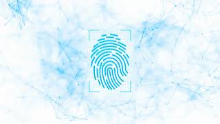 Cyber Security, Identity Verification, Large Glowing Blue Finger Print Sensor Digital Cybersecurity