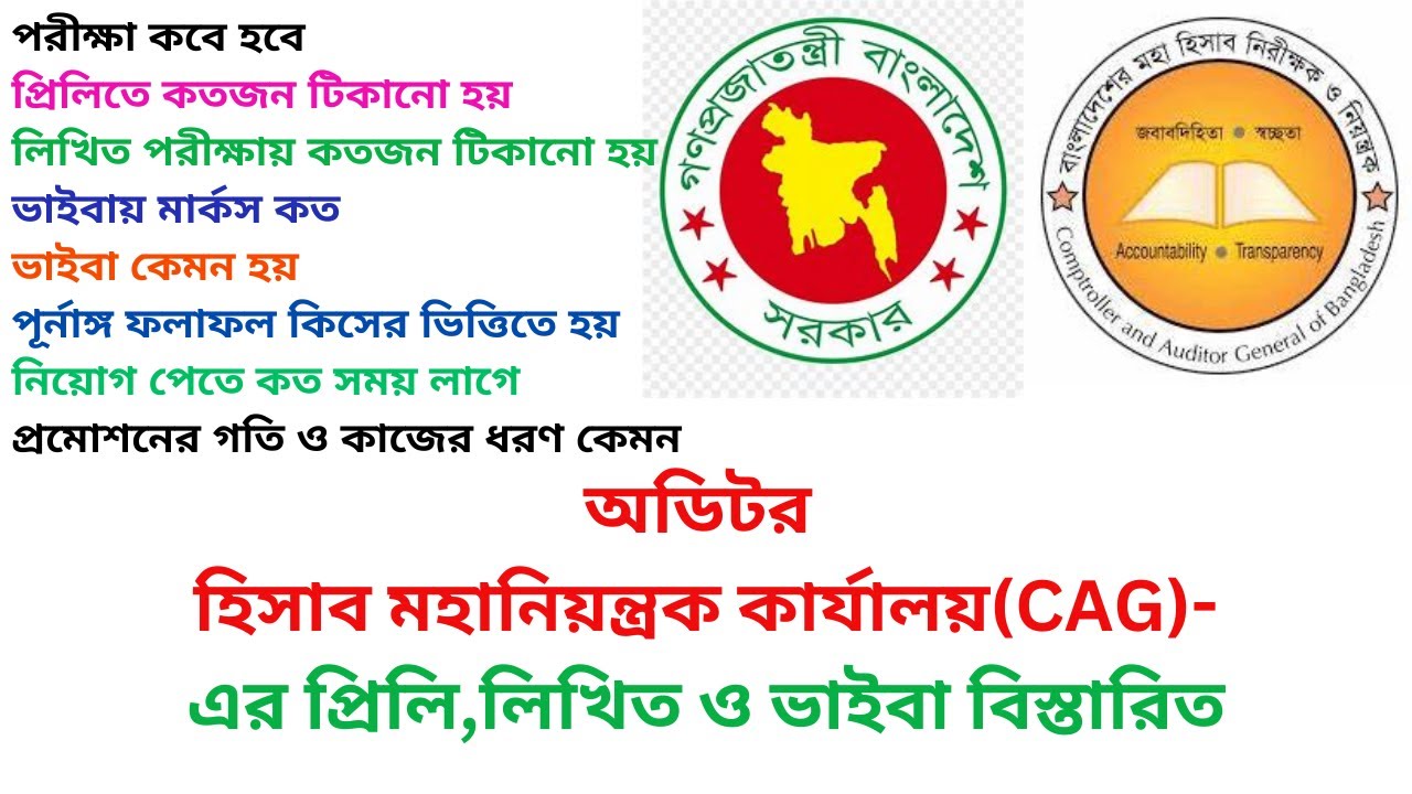 অডিটর হিসাব মহানিয়ন্ত্রক কার্যালয়(CAG)-এর প্রিলি,লিখিত ও ভাইবা বিস্তারিত (৩৭৮ পদ)