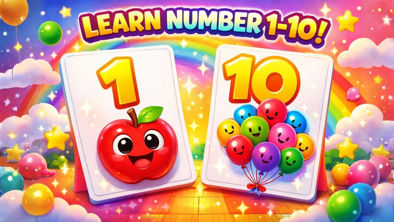 Learn Number 1–10 🔢 | Fun Flashcards for Kids | Numbers Song & Counting