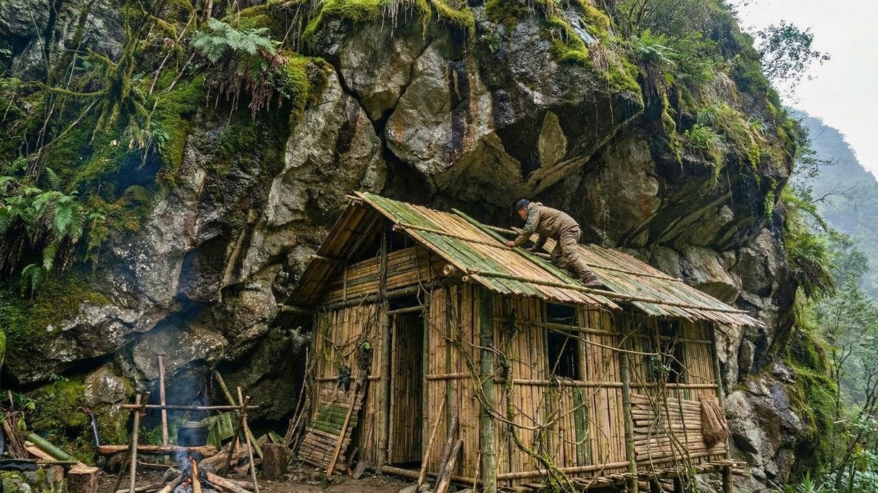 10-Day Solo Survival Challenge: Building a Shelter on a Remote Cliff with Primitive Tools