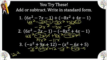 M8Alg Video Lesson 1-1 Part 2 Adding & Subtracting Polynomials