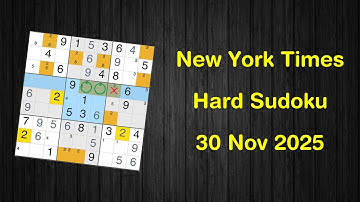 New York Times Hard Sudoku 30 Nov 2025 - Solve with Phidoku