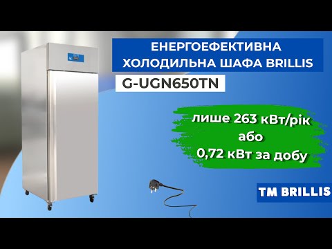 Шкаф холодильный энергоэффективный BRILLIS G-UGN650TN - video