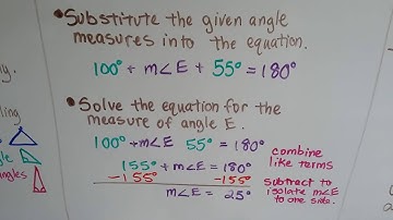 Grade 8 Math #11.2d, Find missing Triangle angles Algebraically