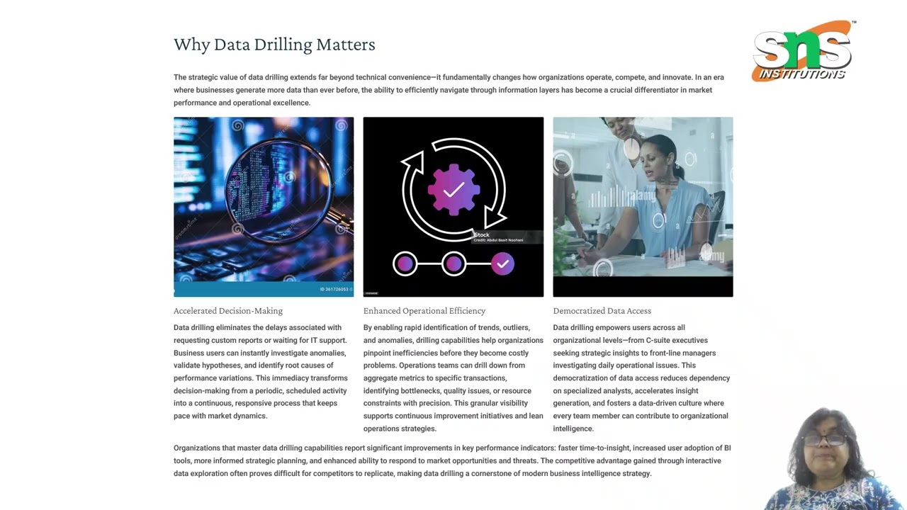 DR.S.THULASIMANI | AP - MBA | BUSINESS INTELLIGENCE - DRILL UP, DOWN AND THROUGH | SNS INSTITUTIONS