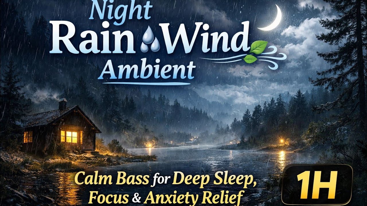 Night Rain & Wind Ambient 🌧️🍃 Calm Bass for Deep Sleep, Focus & Anxiety Relief (1H)