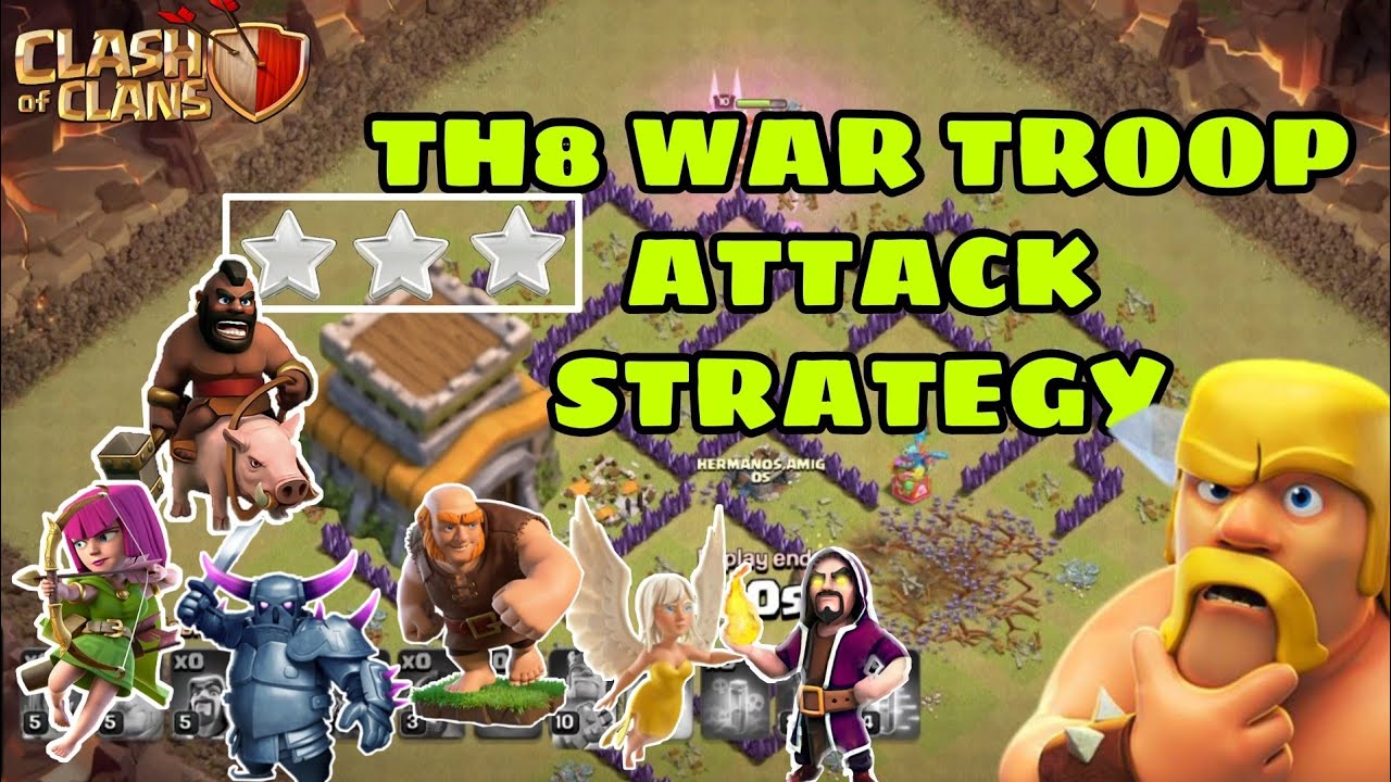 TH8 WAR TROOP, TH8 WAR BASE ATTACK STRATEGY | 