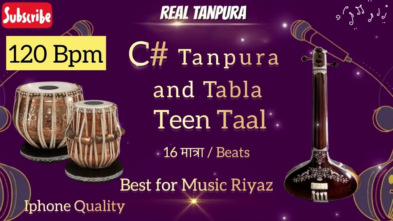 120 Bpm C sharp (C#) Tanpura with Tabla (Teen Taal 120 Bpm) | Best Quality | Real Tanpura Prateek