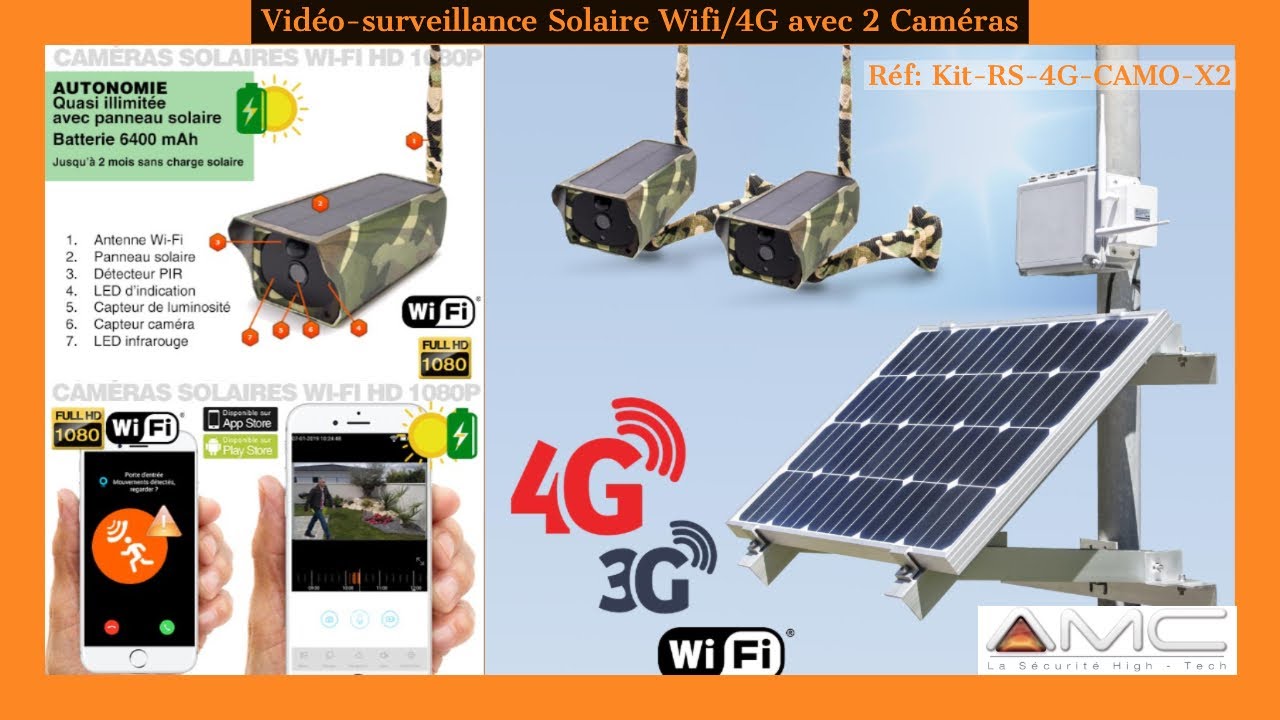 Caméra de surveillance autonome avec panneau solaire connexion wifi