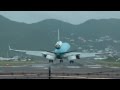 Klm md11 landing on st maarten bad weather 1080p