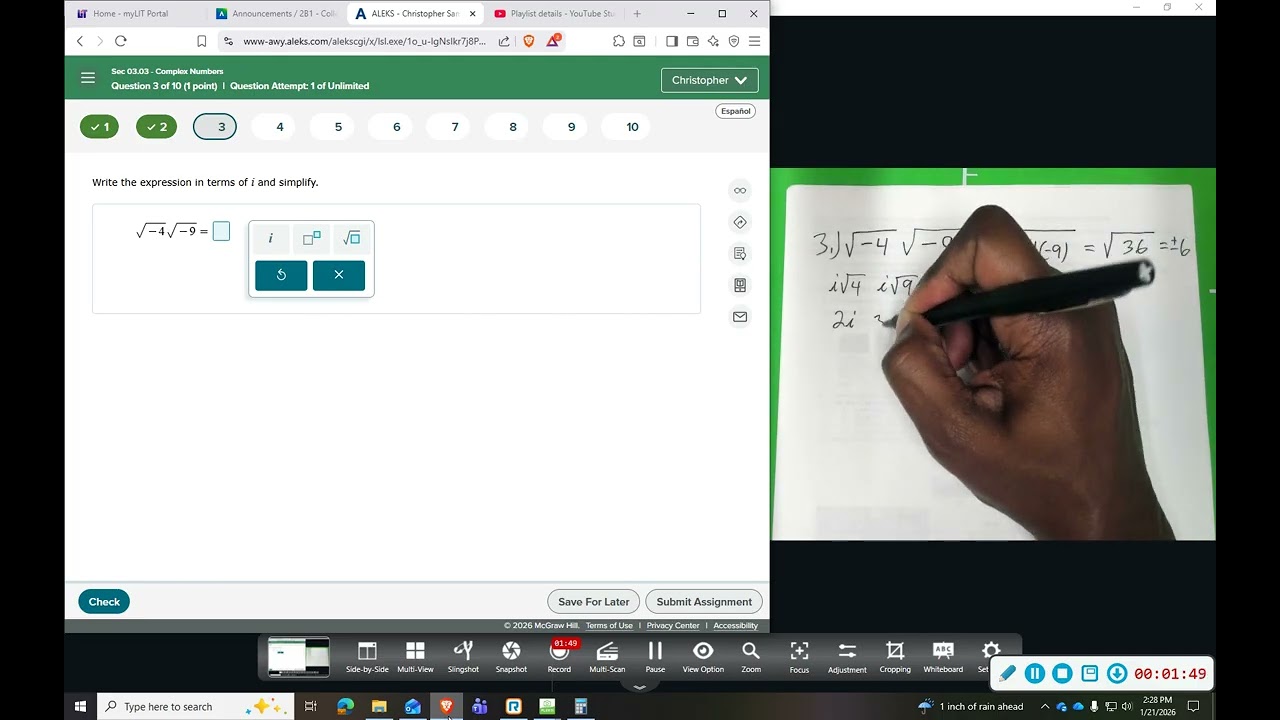 LIT Aleks CA 3 3 Complex Numbers 3,4