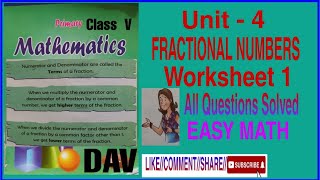 DAV Class 5 Maths Unit 4 Worksheet 1 All Questions Solved@EASY MATH
