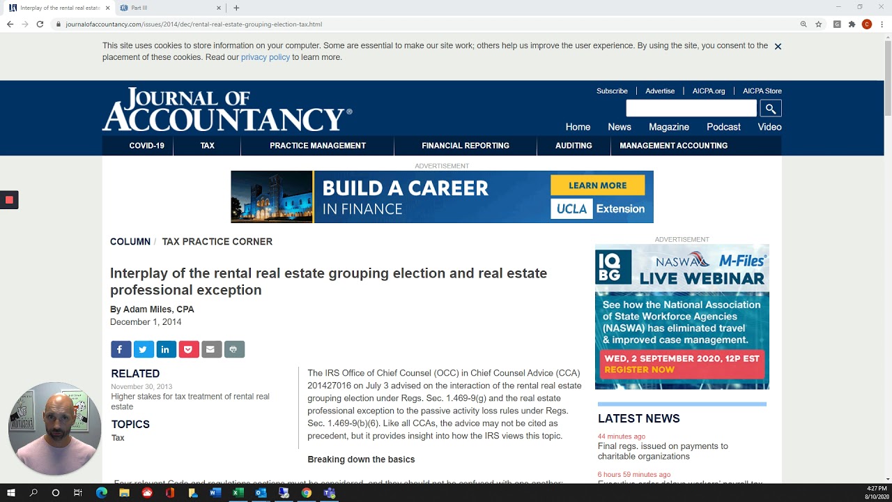 Rental grouping tax election under section 469 of the Internal Revenue