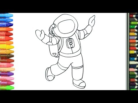 Cómo Dibujar y Colorear astronauta | Dibujos Para Niños | Aprender Colores