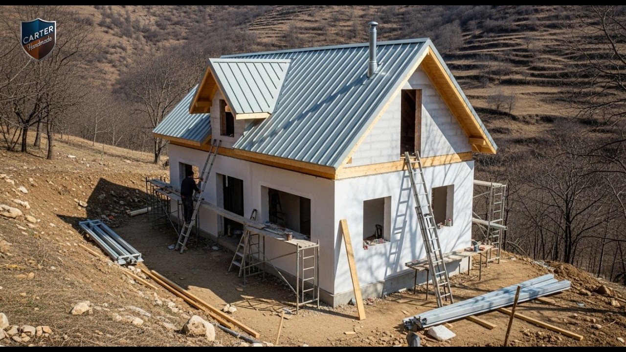 Дом ручной работы с подогревом пола, подключенным к печи | Полный процесс строительства