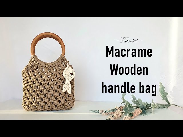 Macrame Handbag with Natural Wooden Handles – Pura Vida