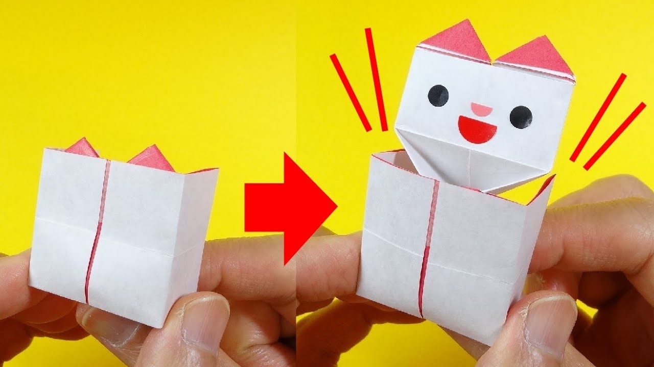 遊べる折り紙 いにゃい いにゃい ばあ Origami Toy Cat In The Box ささちゅーぶ Sasatube 折り紙 モンスター