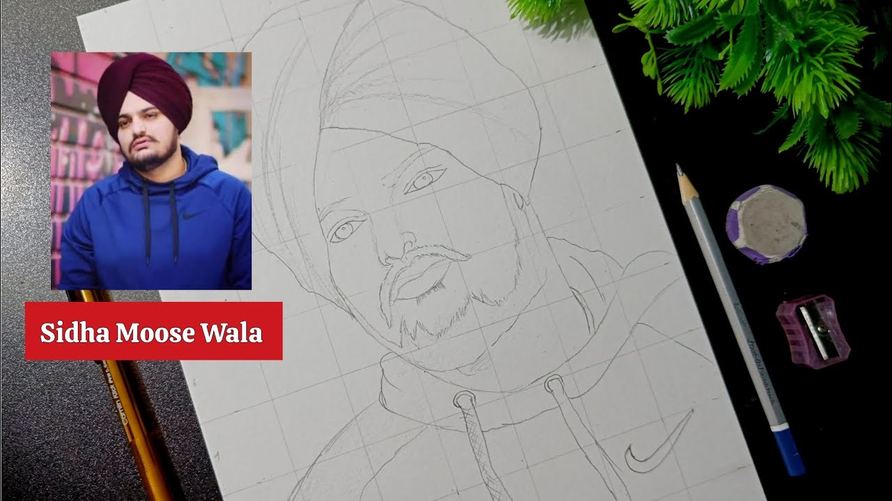 Siddha Moose wala drawing // How to draw Siddha Moose wala YouTube