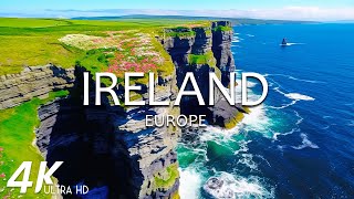 FLYING OVER IRELAND (4K Video UHD) - Calming Music With Beautiful Nature Scenery For Stress Relief